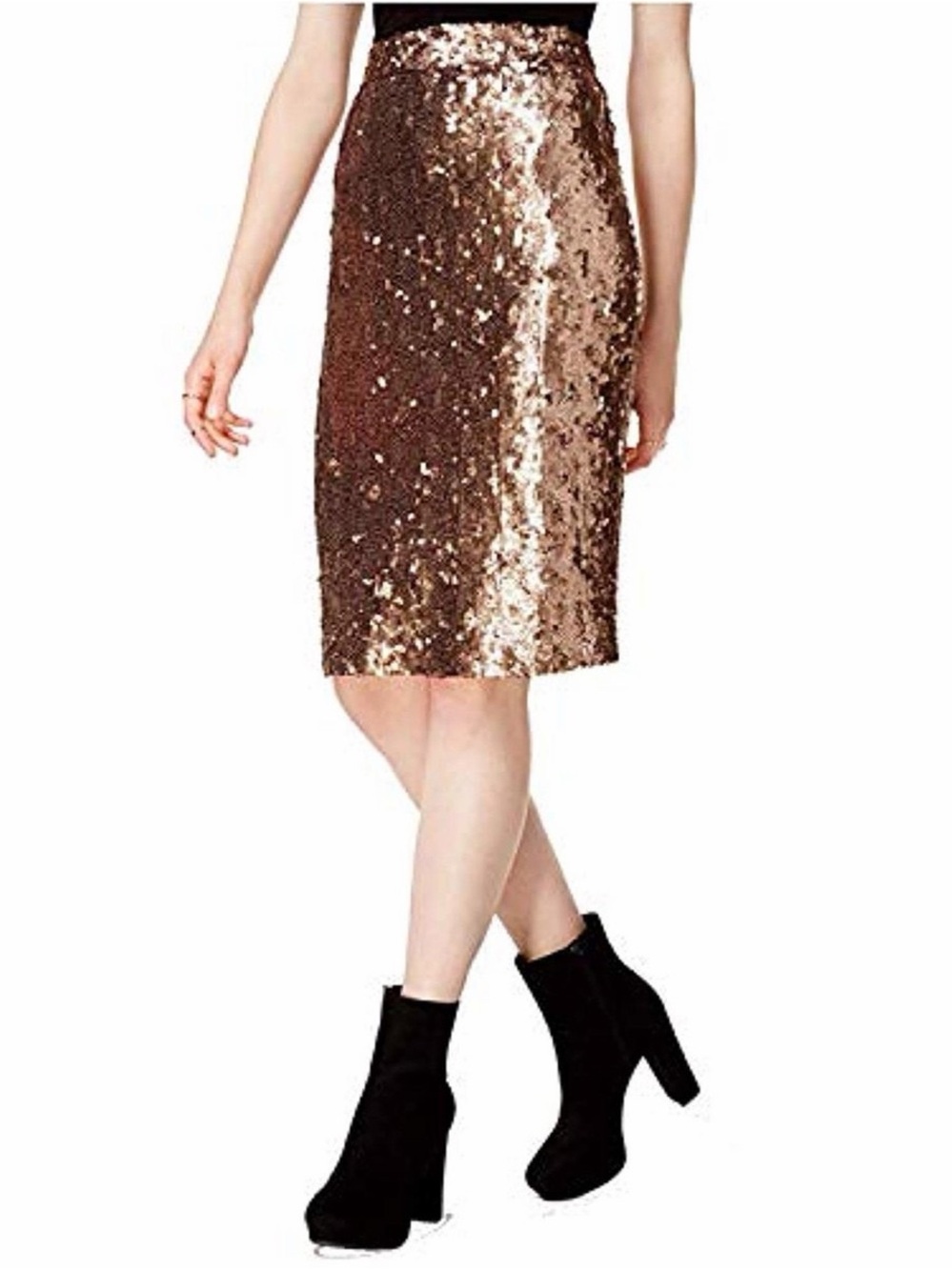 Bar III Sequin Midi Pencil Skirt in Brown/Bronze Size XS